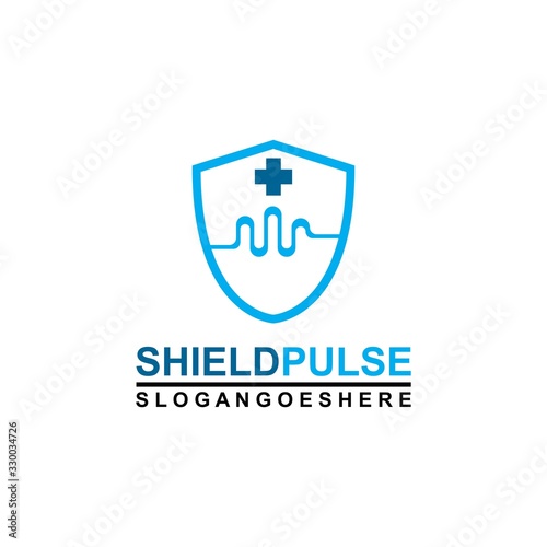 Pulse and Shield Logo Template Design Vector for Business Medical, Emblem, Design concept, Creative Symbol, Icon