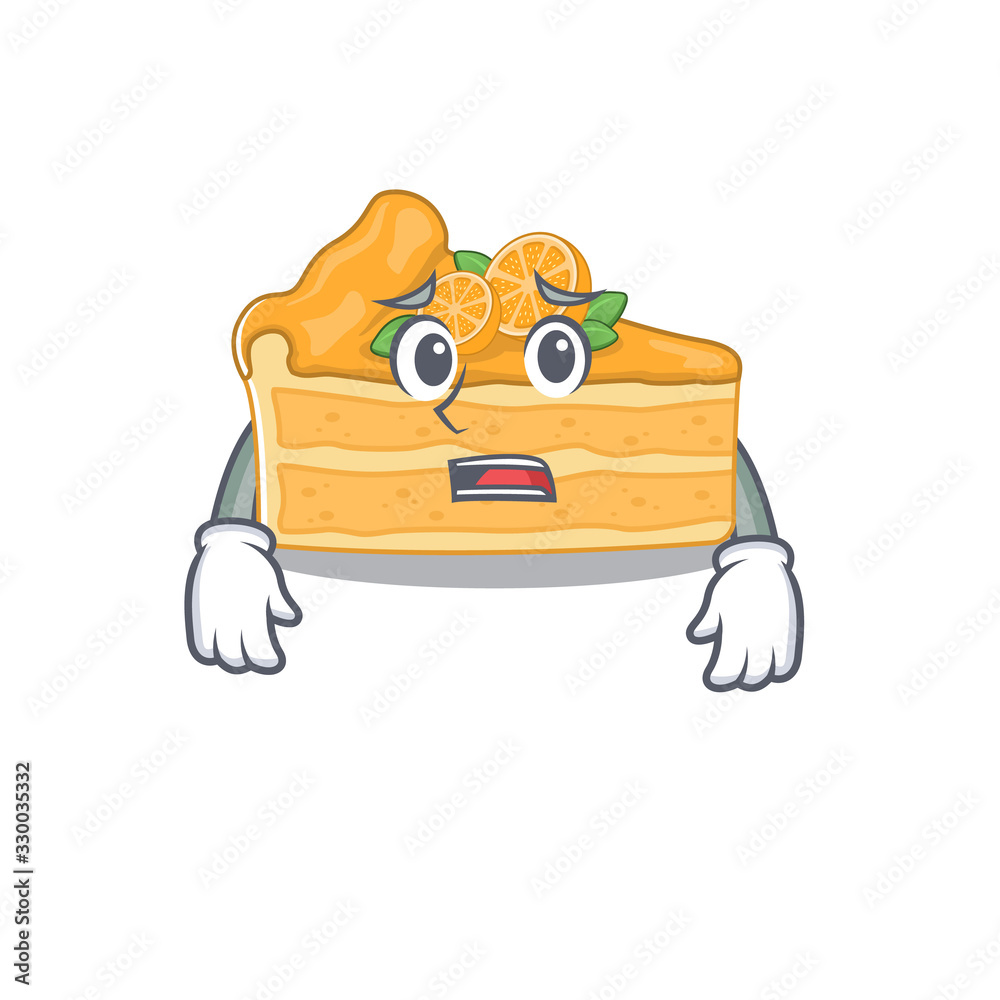 Εκτύπωση καμβά Cartoon picture of cheesecake orange showing anxious face