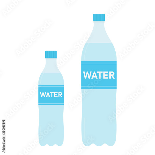 Bottle of clean water in plastic packaging. Natural drink. Refreshing mineral carbonated drink. Vector flat design illustration