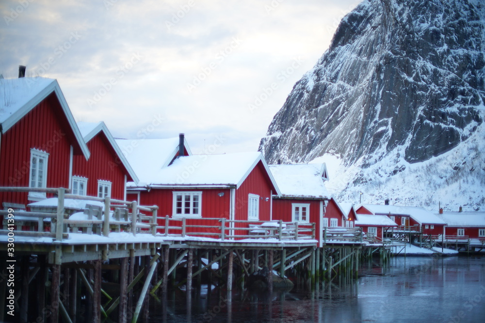 Fototapeta premium classical Norwegian houses in reine lofoten islands