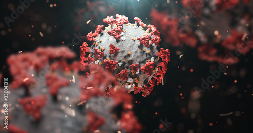 Concept of COVID-19 or 2019-ncov coronavirus. 3D illustration
