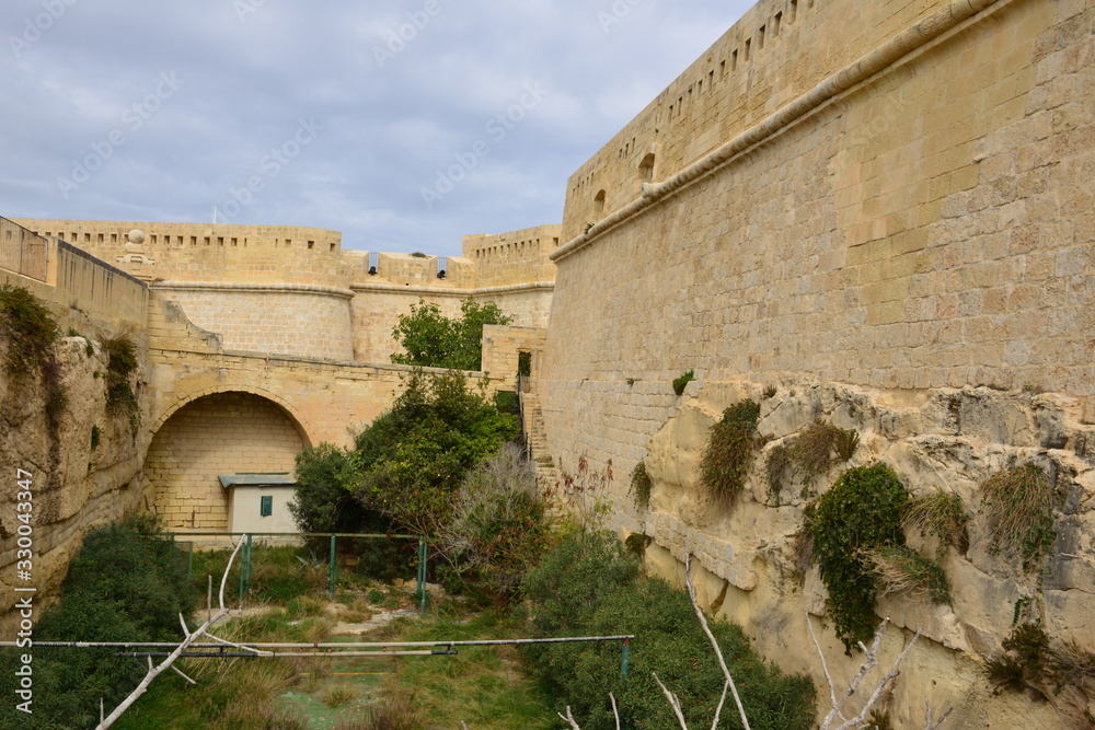 Battlements of Fort St Elmo in Malta