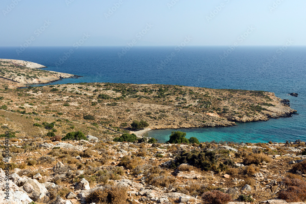 Arkoi island, coastal landscape. Aegean sea, Dodecanese Islands, Greece
