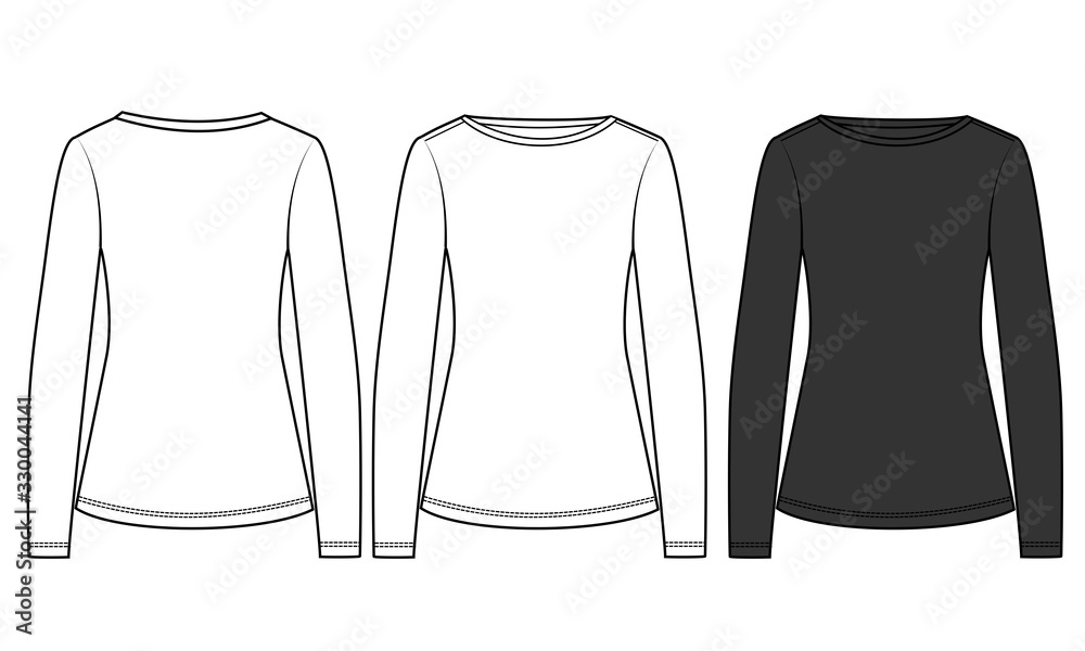 Illustration of ladies t-shir fashion flat sketch template Illustration of ladies t-shir fashion flat sketch template
