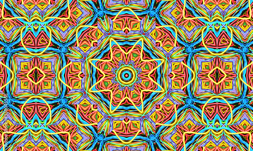 Abstract kaleidoscope background. Beautiful multicolor kaleidoscope texture. Unique kaleidoscope design. 