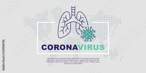 corona virus 2019-nCoV banner infographics. China pathogen respiratory coronavirus. Flu and lung disease spreading of world. Dangerous Chinese ncov corona virus, risk alert.