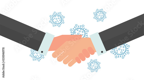Humans shaking hands transfer influenza virus cells. Corona Virus, 2019-nCoV. Corona Virus in Wuhan, China, Global Spread crisis. Dangerous Chinese ncov corona virus, pandemic risk alert. vector