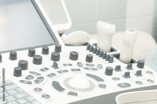 Ultrasonic scanner closeup. Medical equipment.