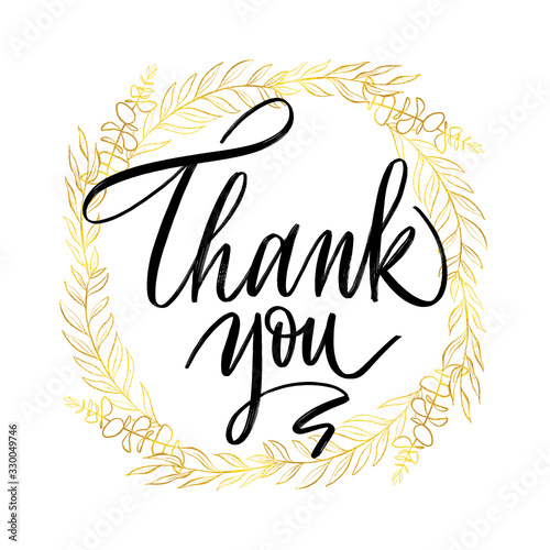 Thank you Hand drawn lettering. Calligraphic Lettering, Modern Calligraphy for thank You. Vector illustration.