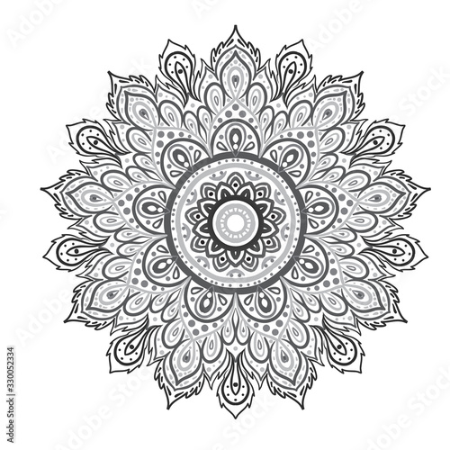 Mandala. Beautiful vintage round pattern. Hand drawn abstract background. Decorative retro banner isolated. Invitation, t-shirt print, wedding card.Tattoo, astrology, alchemy, boho and magic symbol.