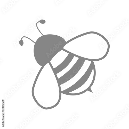 Wonderful bee design on a white background. Logo, black and white style