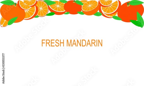 Vector fresh mandarins template suitable for banners, magazines, websites, restaurants and menus. Healthy eating with fruits for a healthy lifestyle.