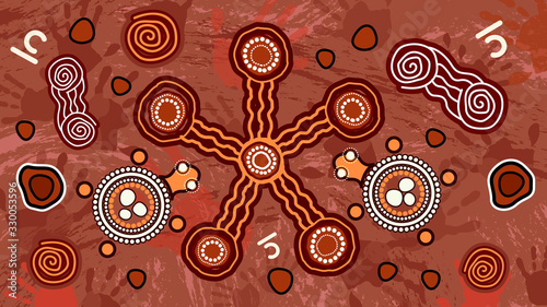 Illustration based on aboriginal style of background