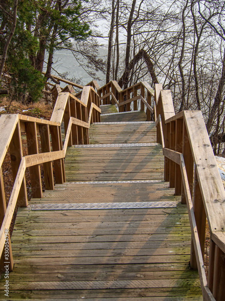 Fototapeta premium wooden staircase outdoors