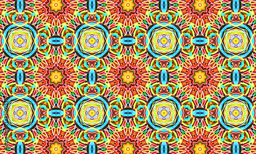 Geometric kaleidoscope multicolored seamless pattern. Abstract background. Beautiful multicolor kaleidoscope texture. Unique kaleidoscope design. Illustration for design. © faizan