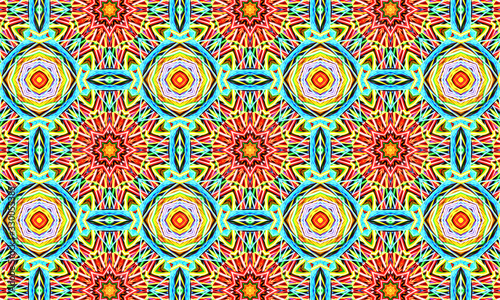 Geometric kaleidoscope multicolored seamless pattern. Abstract background. Beautiful multicolor kaleidoscope texture. Unique kaleidoscope design. Illustration for design. © faizan