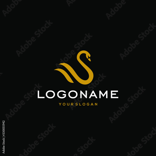 swan logo,goose or duck icon design vector in trendy and abstract luxury line outline style 