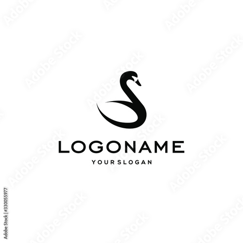 swan logo,goose or duck icon design vector in trendy and abstract luxury line outline style 