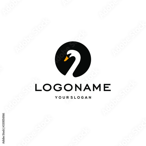 swan logo,goose or duck icon design vector in trendy and abstract luxury line outline style 