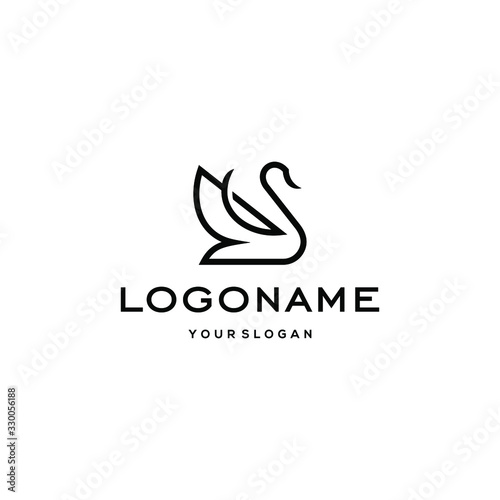 swan logo,goose or duck icon design vector in trendy and abstract luxury line outline style 