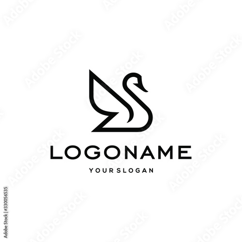 swan logo,goose or duck icon design vector in trendy and abstract luxury line outline style 