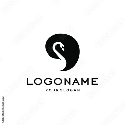 swan logo,goose or duck icon design vector in trendy and abstract luxury line outline style 