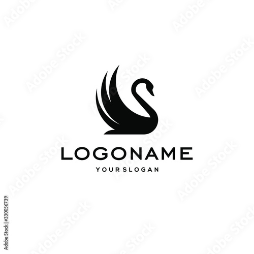 swan logo,goose or duck icon design vector in trendy and abstract luxury line outline style 