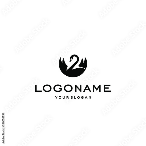 swan logo,goose or duck icon design vector in trendy and abstract luxury line outline style 