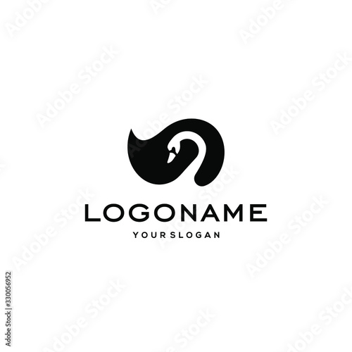 swan logo,goose or duck icon design vector in trendy and abstract luxury line outline style 