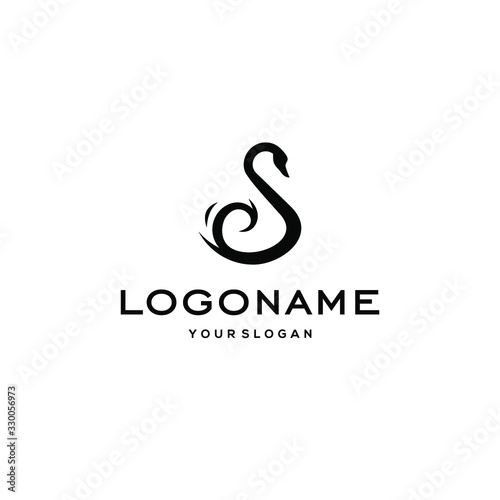 swan logo goose or duck icon design vector in trendy and abstract luxury line outline style 