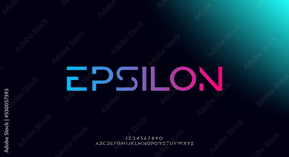 Epsilon, an abstract technology futuristic alphabet font. digital space typography vector illustration design - obrazy, fototapety, plakaty 