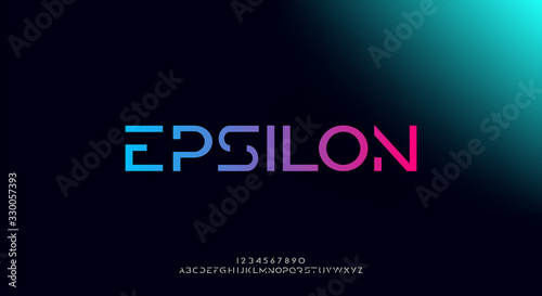 Epsilon, an abstract technology futuristic alphabet font. digital space typography vector illustration design