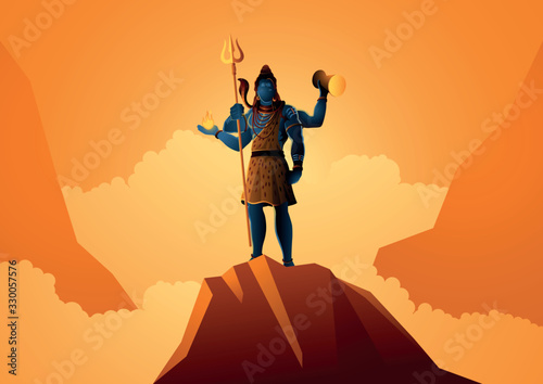 Lord Shiva Standing on Mountain