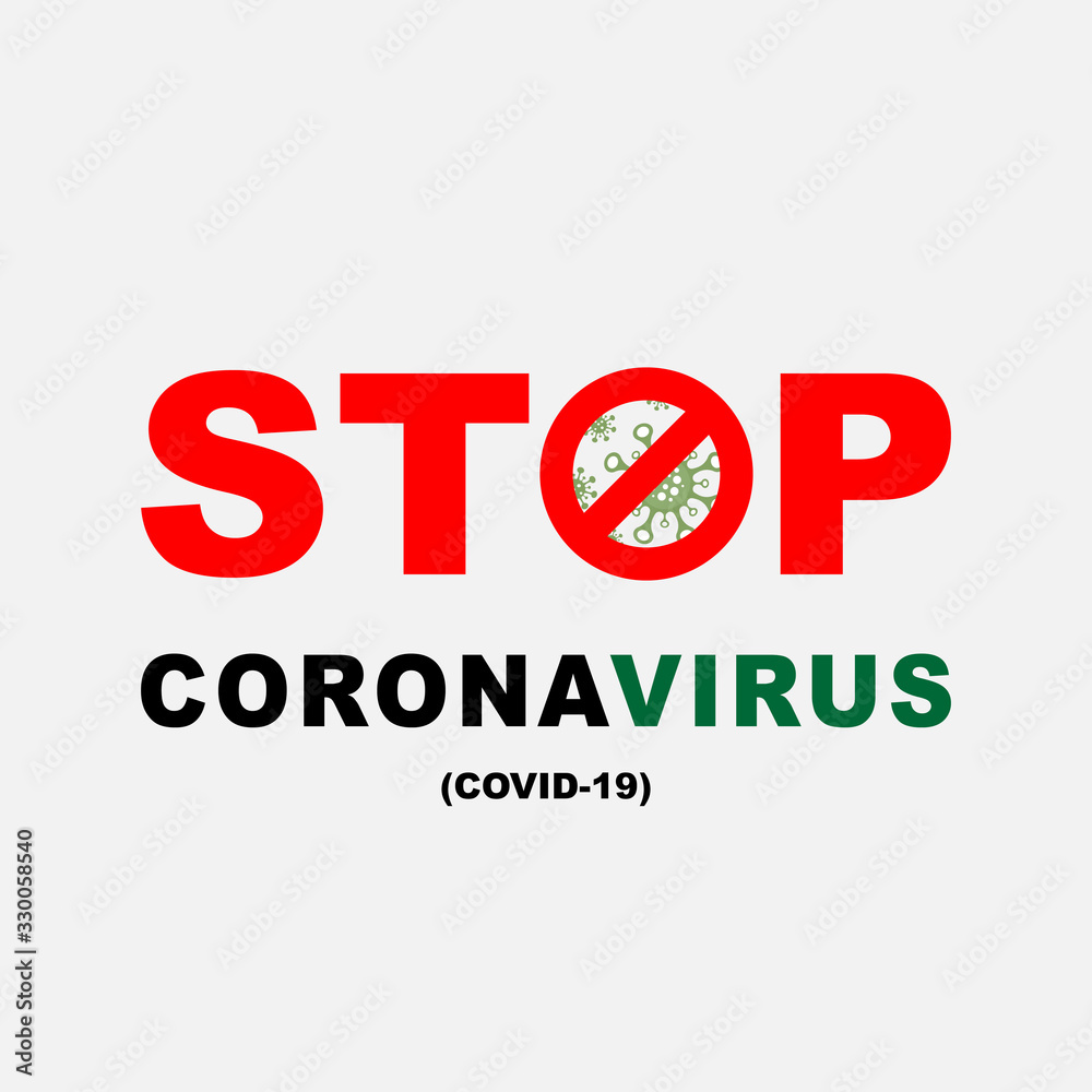 Corona Virus, Covit 19, 2019-nCOV, Stop sign and Green Icon isolated on white background.