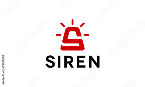 initial letter S with siren ambulance logo design template