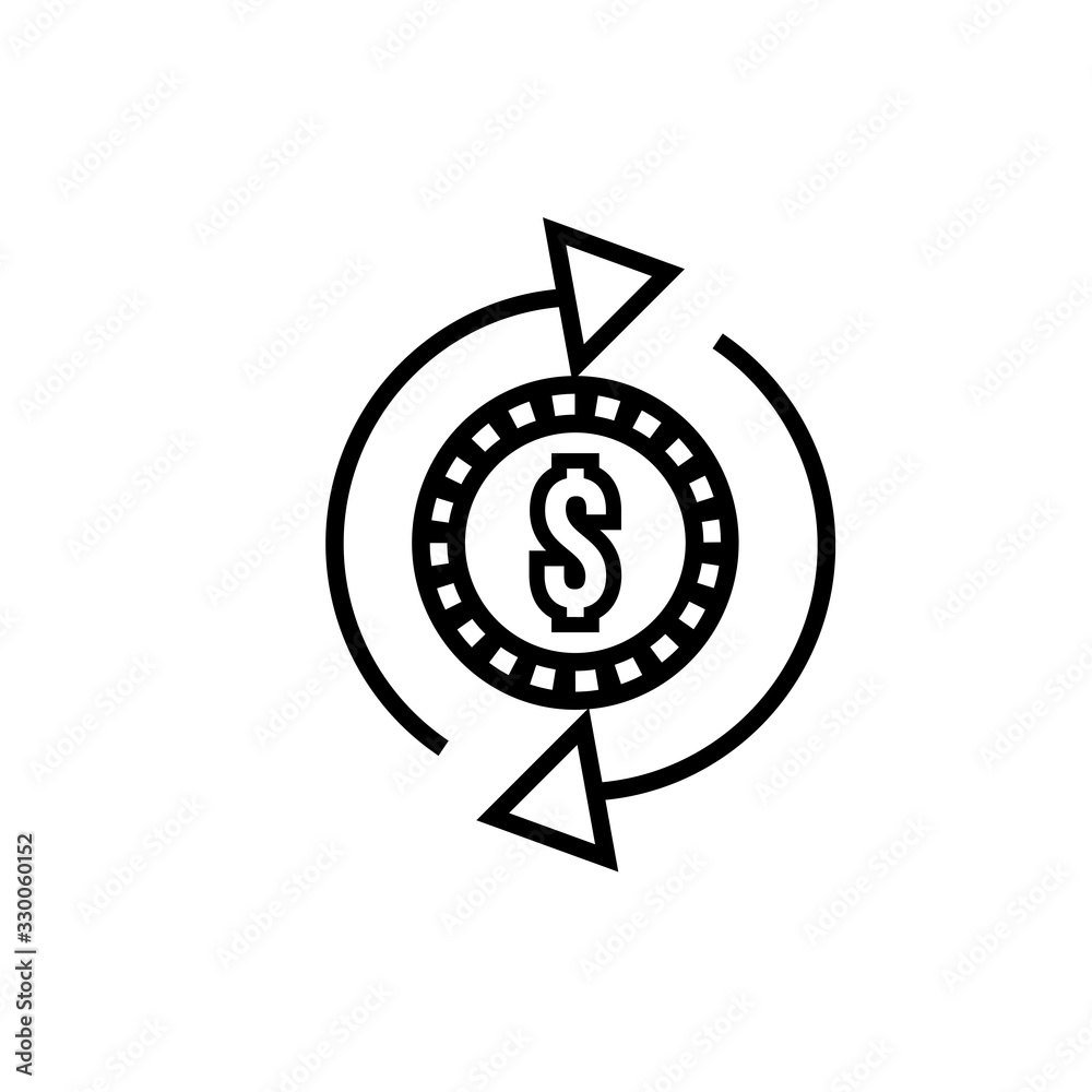 coin money dollar with arrows around line style coin money dollar with arrows around line style