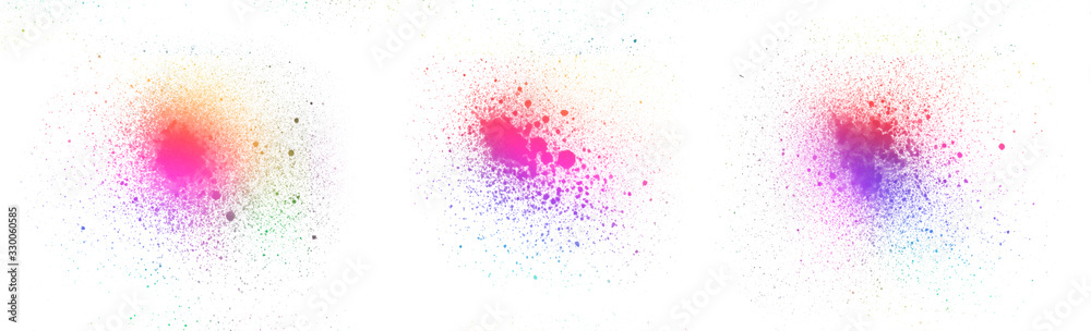 Set of 3 colorful isolated spray brushes Set of 3 colorful isolated spray brushes