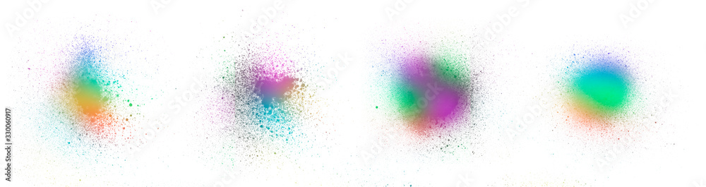 Abstract set of 4 colorful isolated brushes