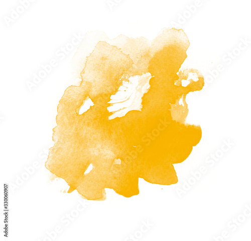 Yellow watercolor isolated brushes photo