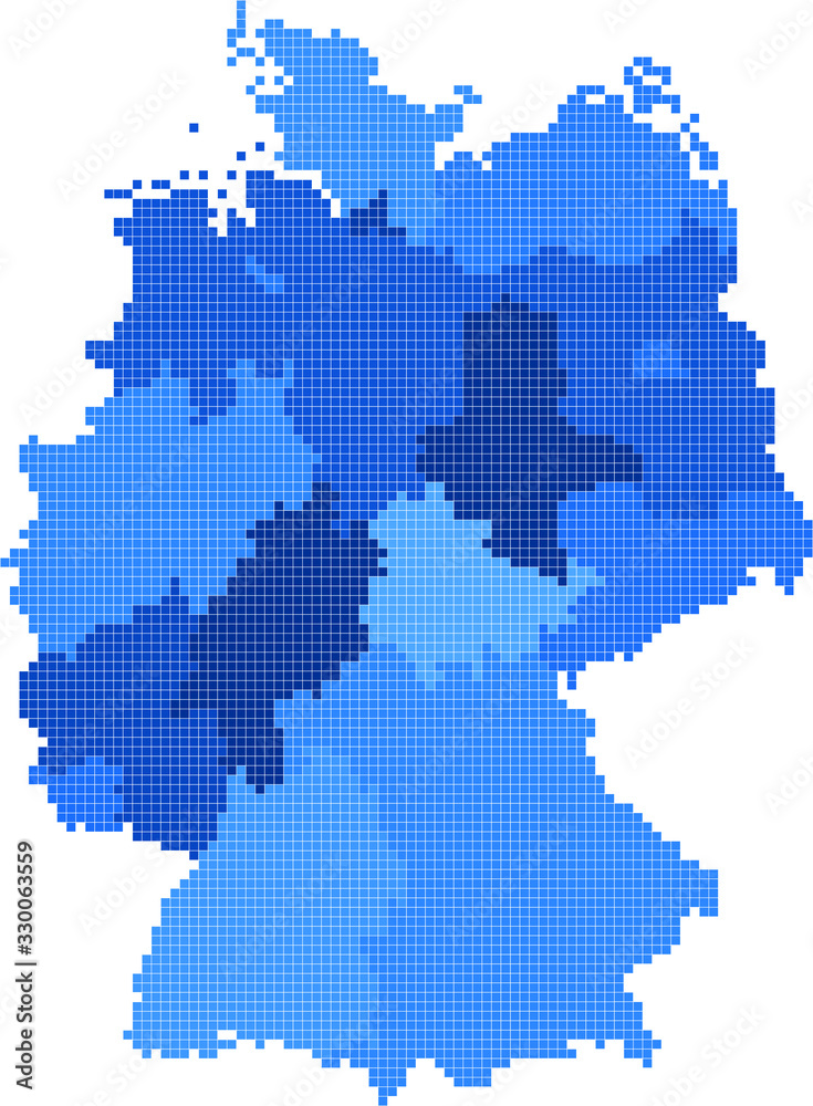 Blue square Germany map on white background. Vector illustration. Blue square Germany map on white background. Vector illustration.