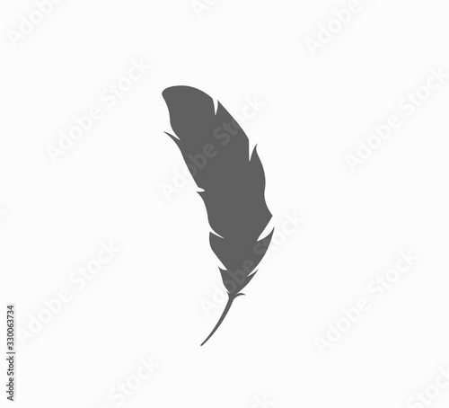 Vintage feather silhouette vector template isolated.