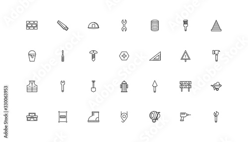 bundle of construction set line icons