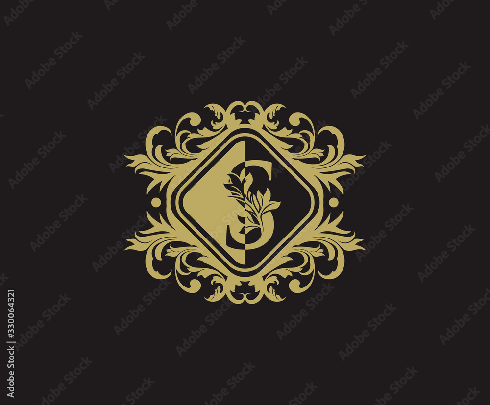 Classic logo design with initial S. Elegant flourishes S Letter. Border carved frame logo template. Vintage vector element. Classic logo design with initial S. Elegant flourishes S Letter. Border carved frame logo template. Vintage vector element.