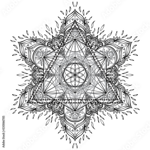 Mandala. Beautiful vintage round pattern. Hand drawn abstract background. Dec...