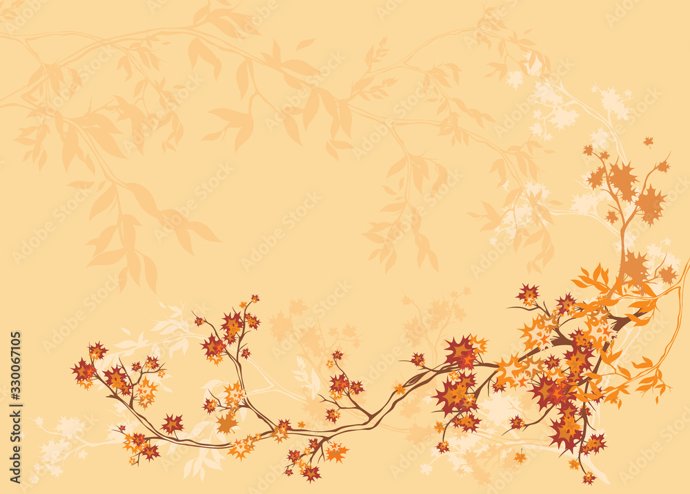 autumn background with tree branches silhouette - fall season  nature vector copy space design