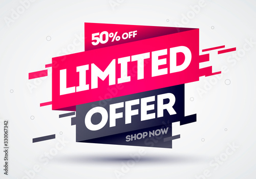 Vector Illustration Limited Offer Label. Modern Web Banner With Glitch Effect.
