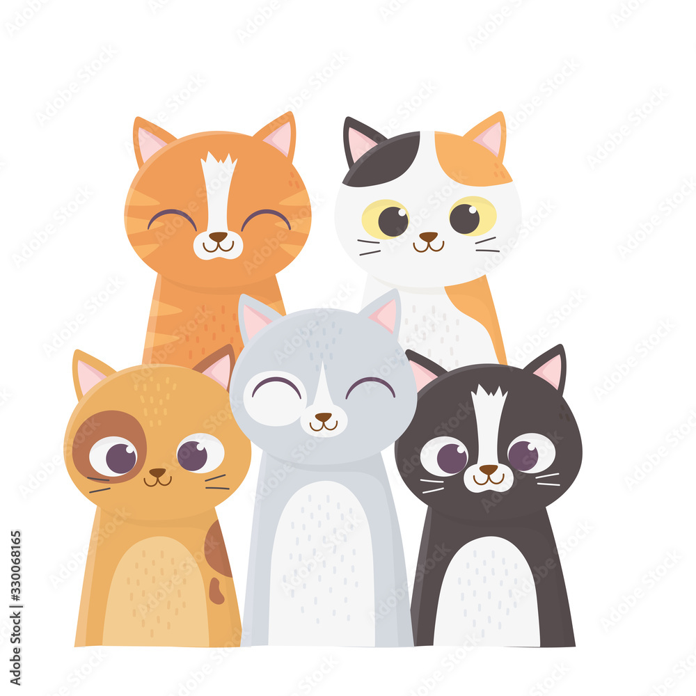 cats make me happy, many cats different breed cartoon cats make me happy, many cats different breed cartoon