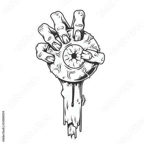 Print of zombie hand holding an eye Halloween