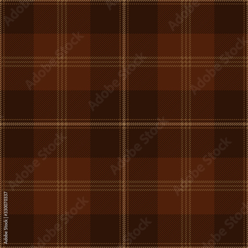 Brown tartan plaid design. Scottish textile pattern.