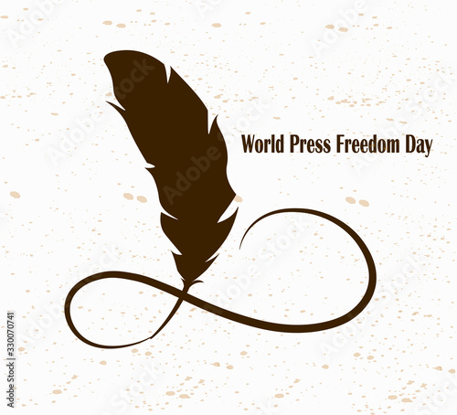 World Press Freedom Day. Vintage feather vector silhouette